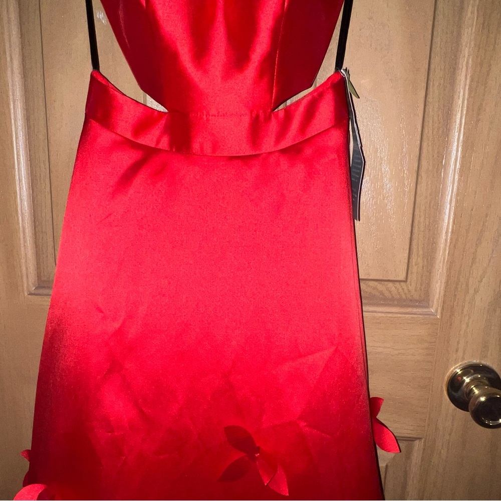 NWT B. Smart Red Satin Maxi Dress Size 0 - Picture 8 of 15